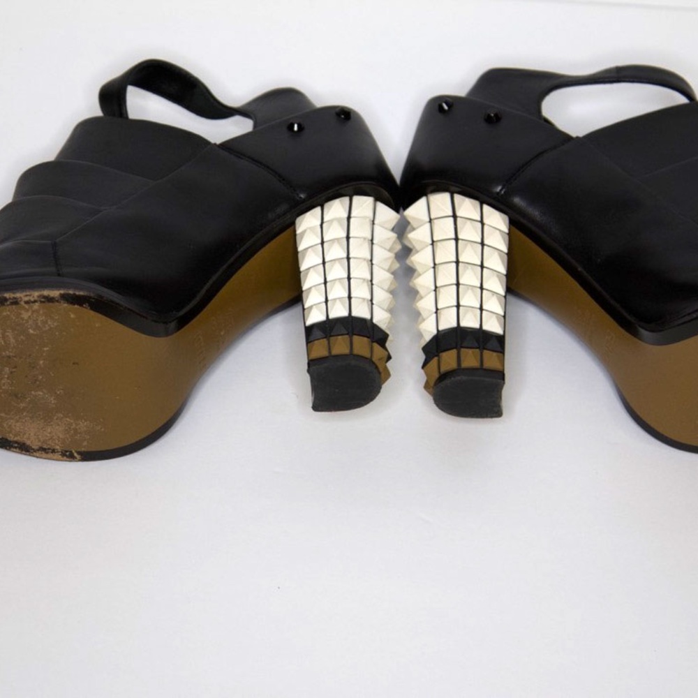 Fendi Black Leather Spiked Heel Booties - Picture 4 of 8
